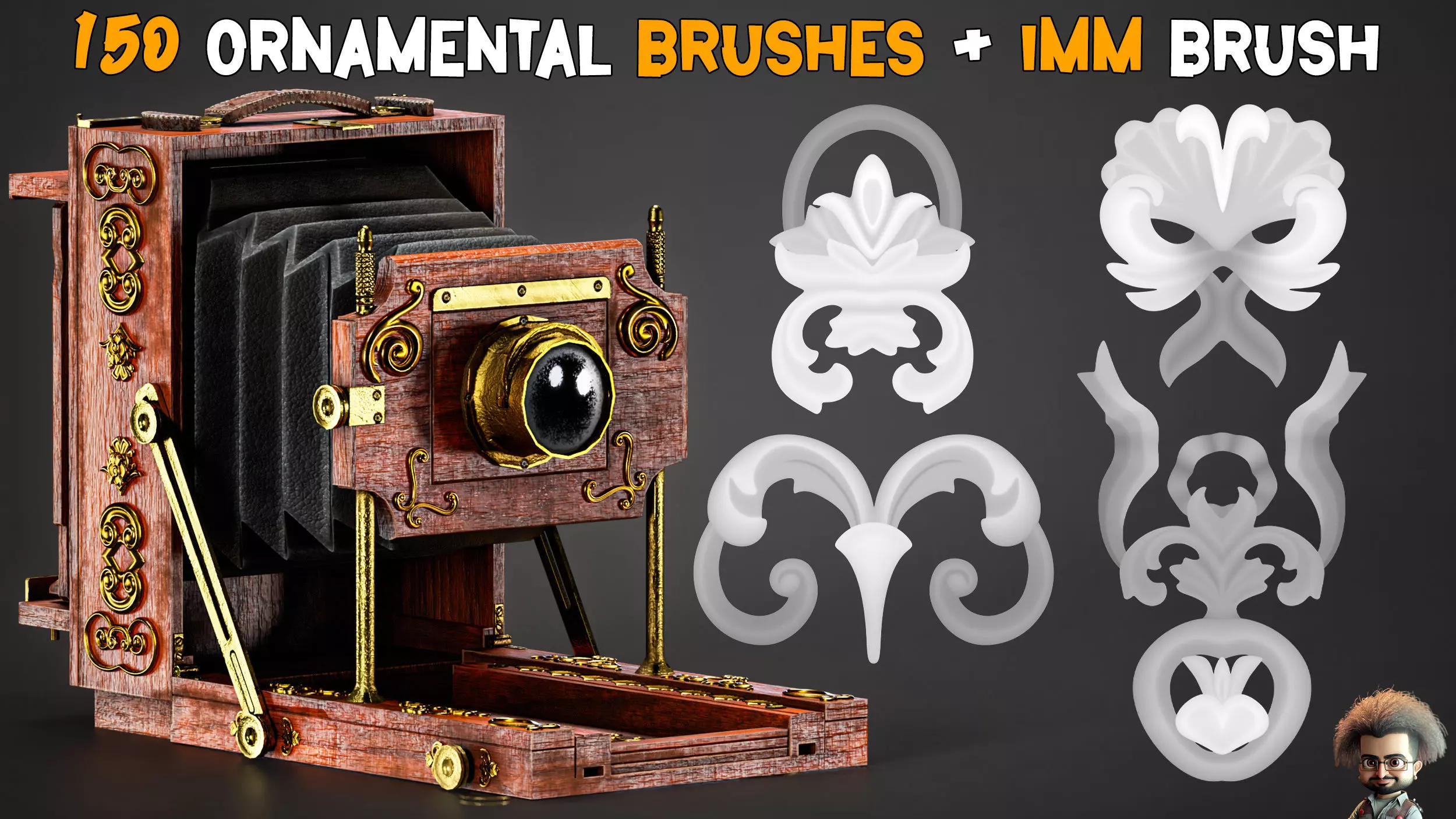 150 Ornamental Brush and IMM Vol 41 Low-poly 3D model_0