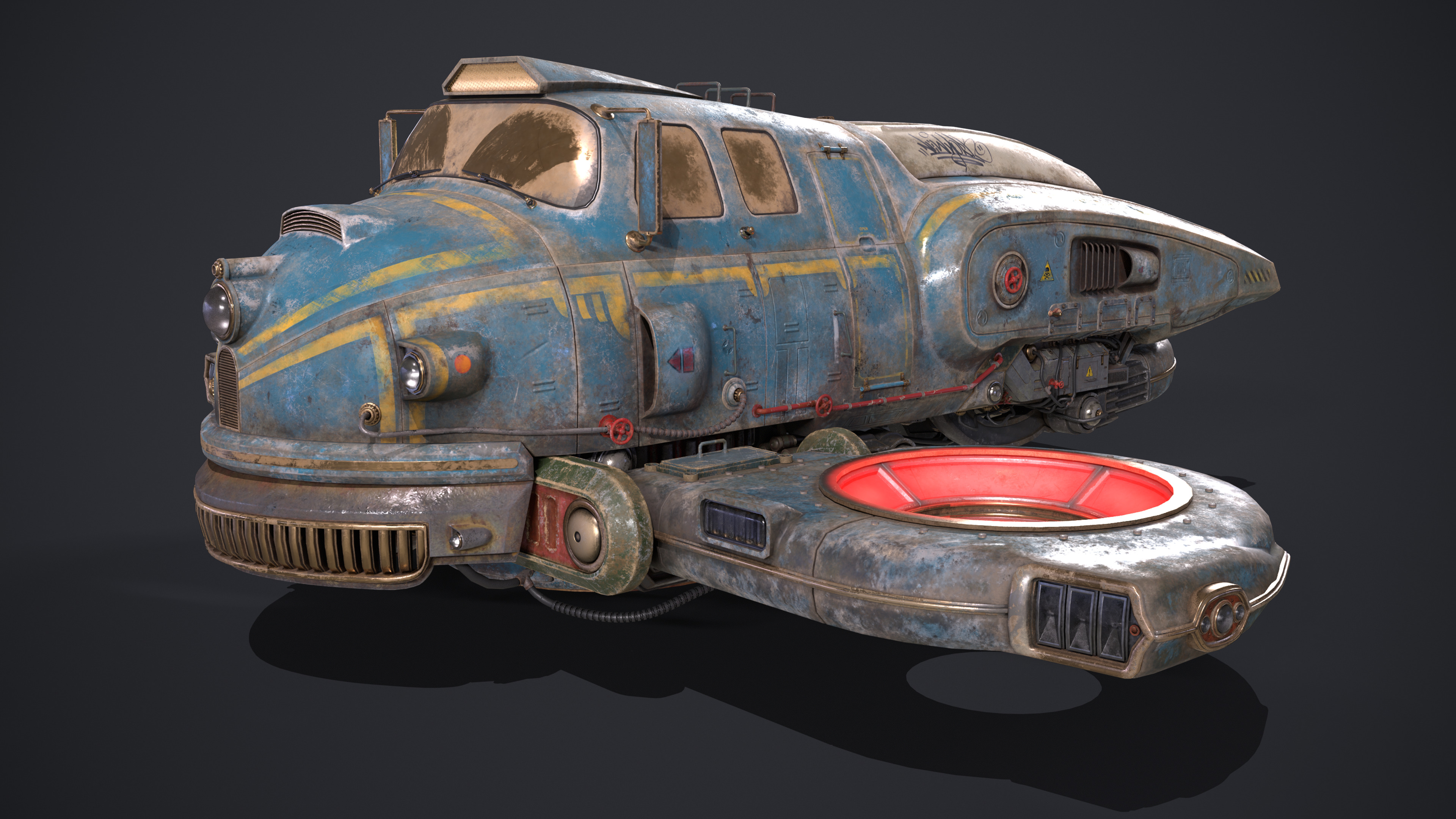 Old Sci Fi Ship 3D model_2