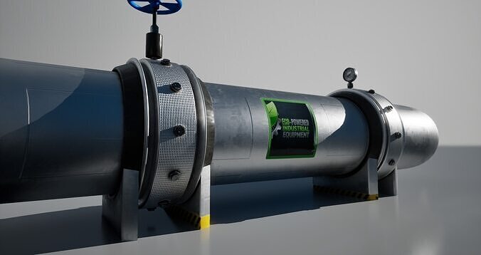 Hydrogen h2 industrial pipe Low-poly 3D model