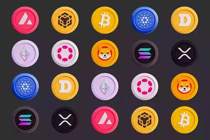 Cryptocurrency Coin Pack 3D model
