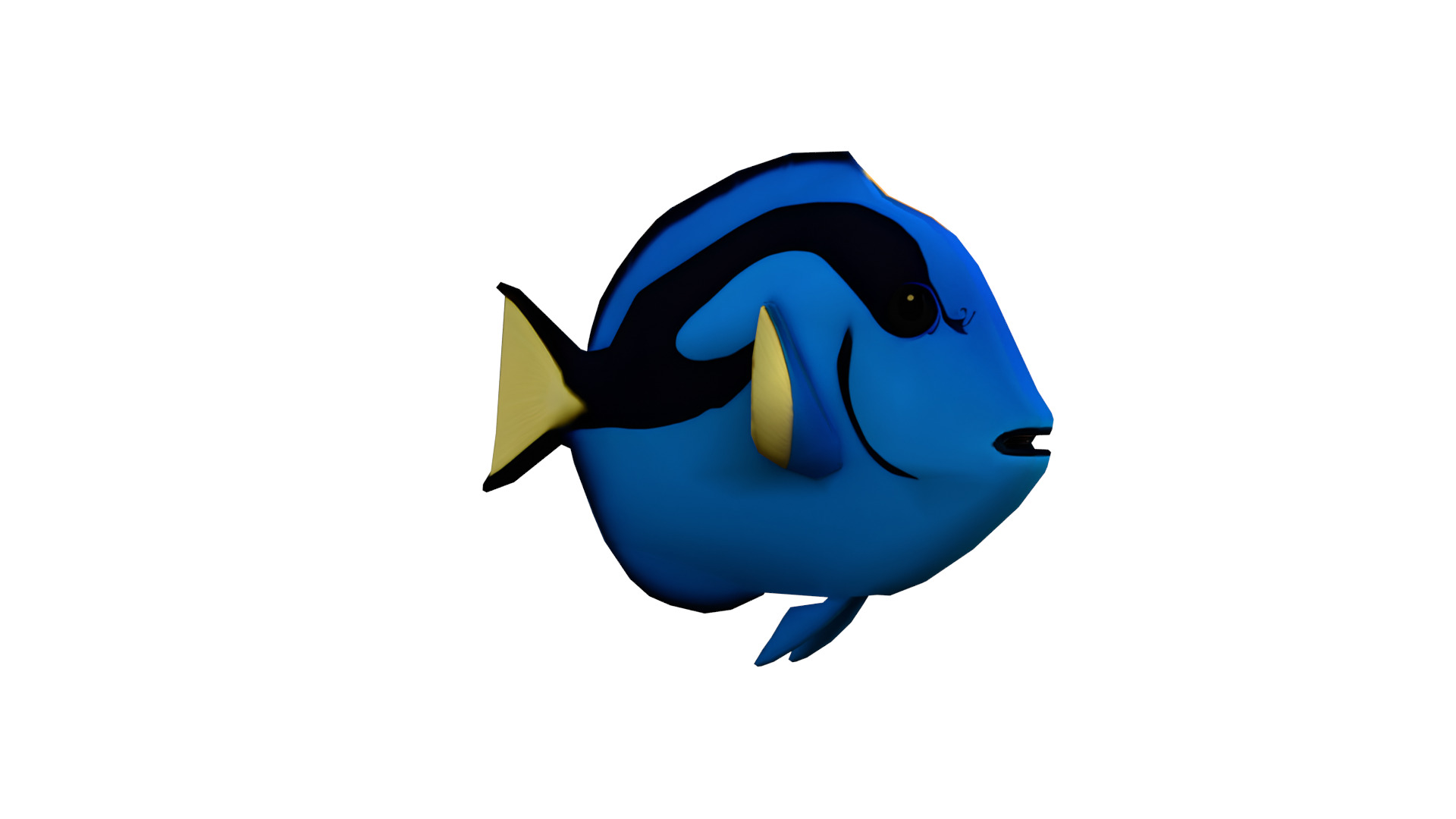 Marine Fish with Blue Body and Yellow Fins Low-poly 3D model_4