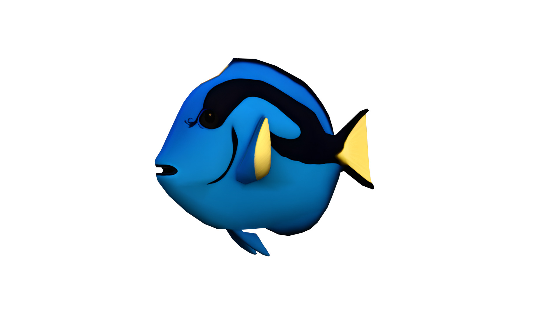Marine Fish with Blue Body and Yellow Fins Low-poly 3D model_5
