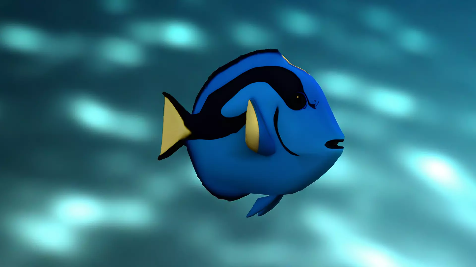 Marine Fish with Blue Body and Yellow Fins Low-poly 3D model_0