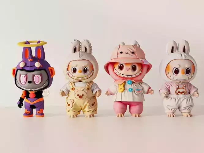 Modern decoration combination Labubu doll handmade