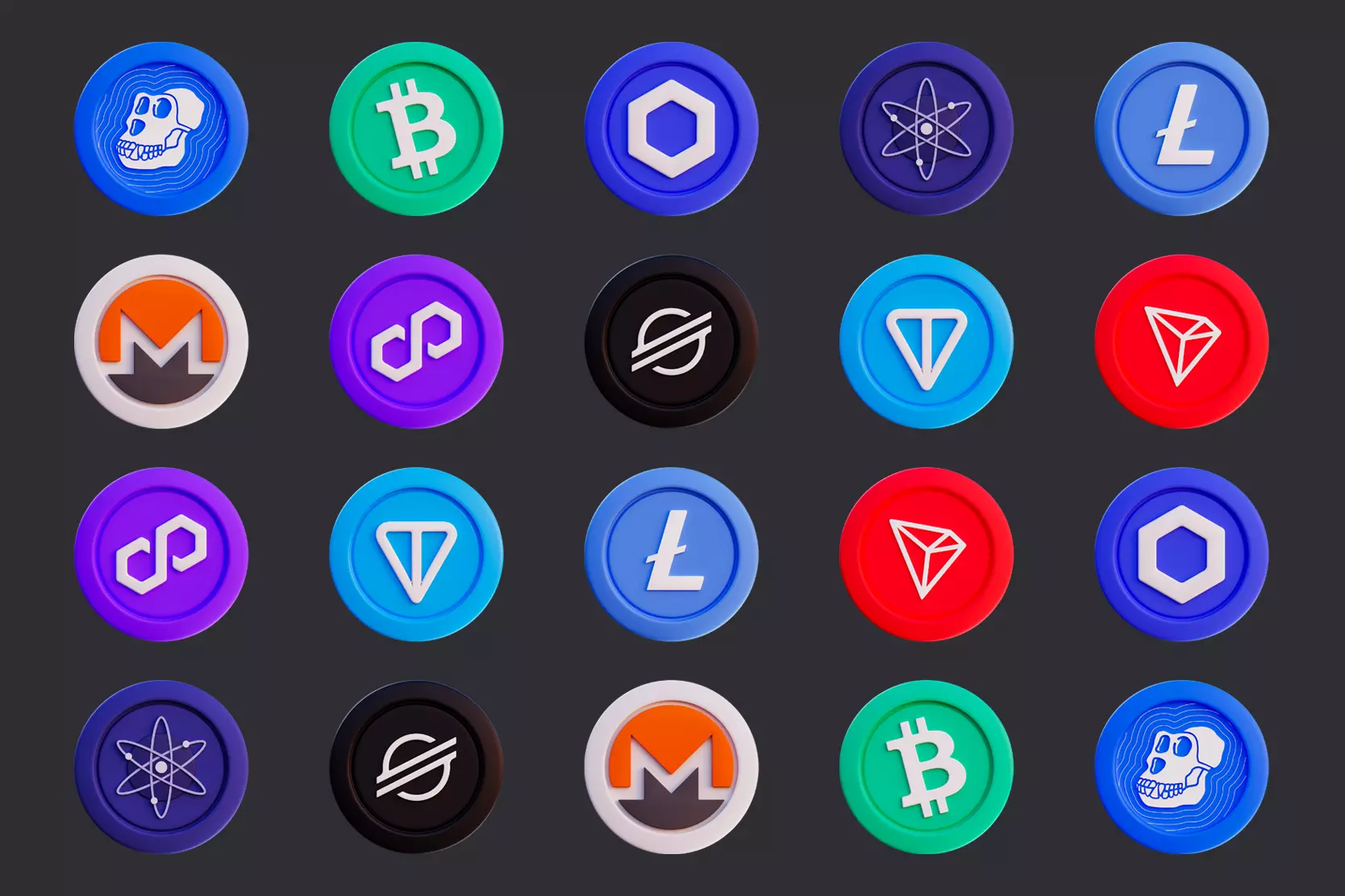 Cryptocurrency Coin Pack 2 3D model_0