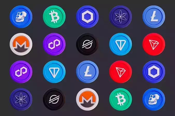 Cryptocurrency Coin Pack 2 3D model