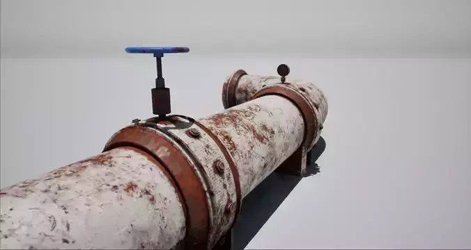 Rusty old industrial pipes with valve