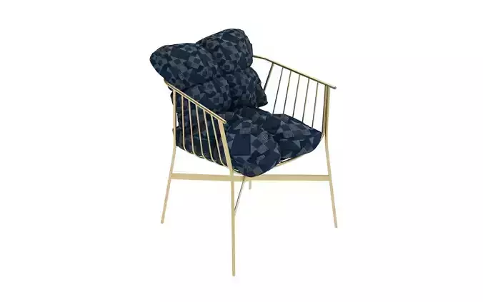 Modern Cushioned Metal Armchair