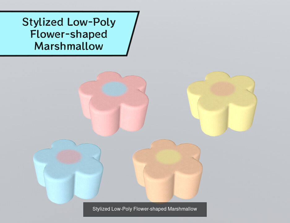 Stylized Low-Poly Marshmallow Collection _6