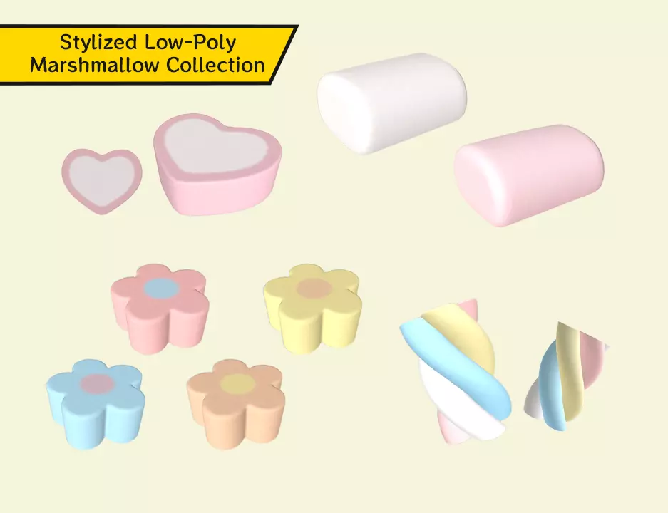 Stylized Low-Poly Marshmallow Collection _0
