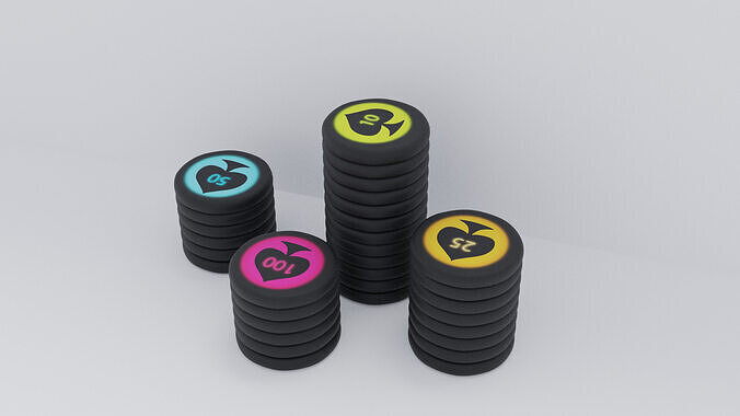 poker chips Low-poly 3D model