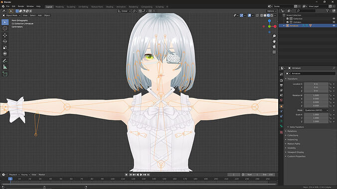 Anime Girl in White Dress 3D Model Fully Rigged 