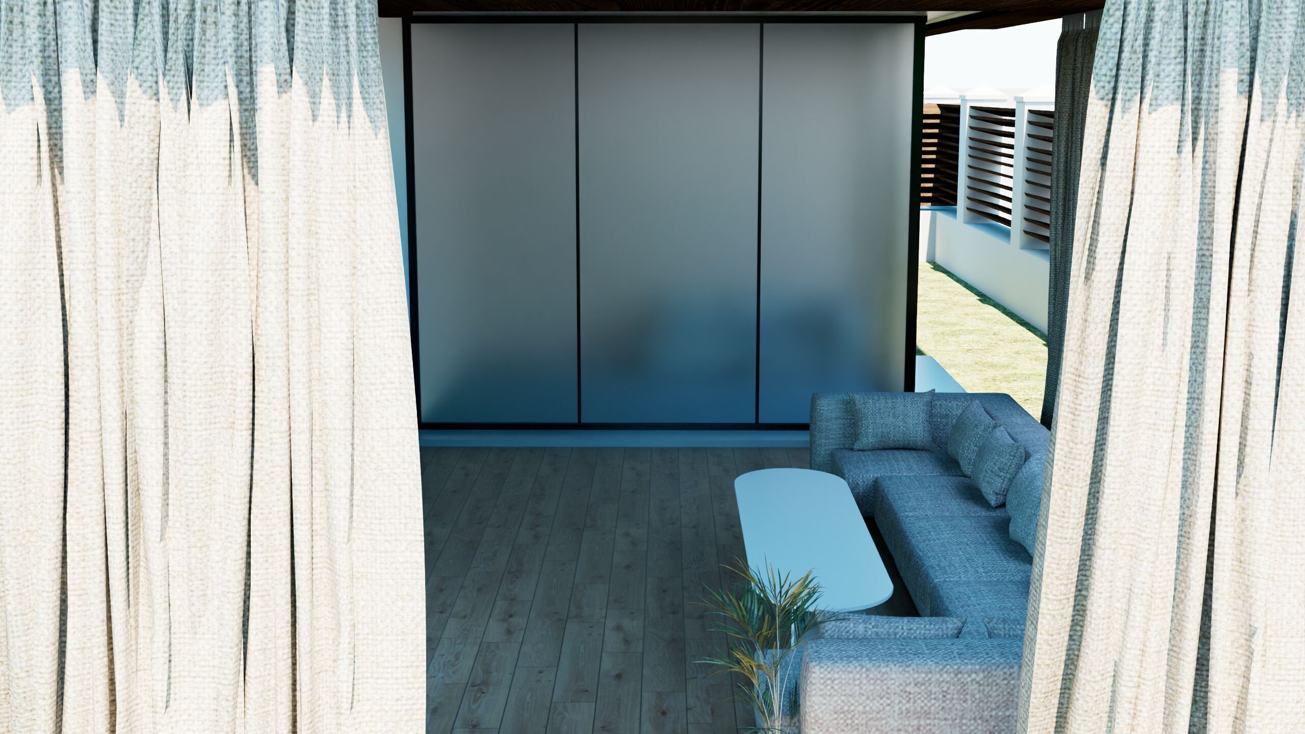 Modern House with Large Balcony and Terrace 3D model_1