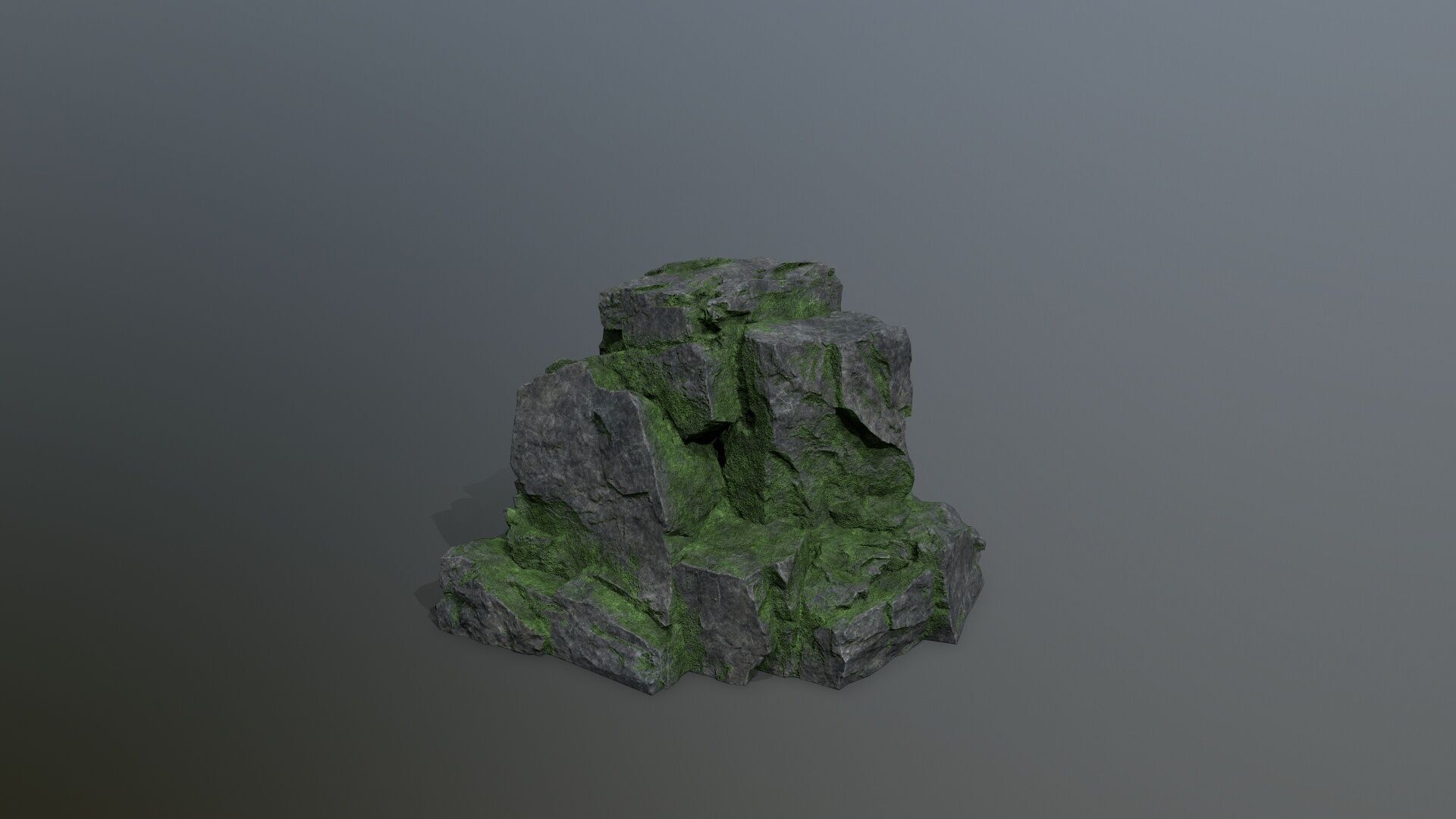Mossy Rock Set Low-poly 3D model_3