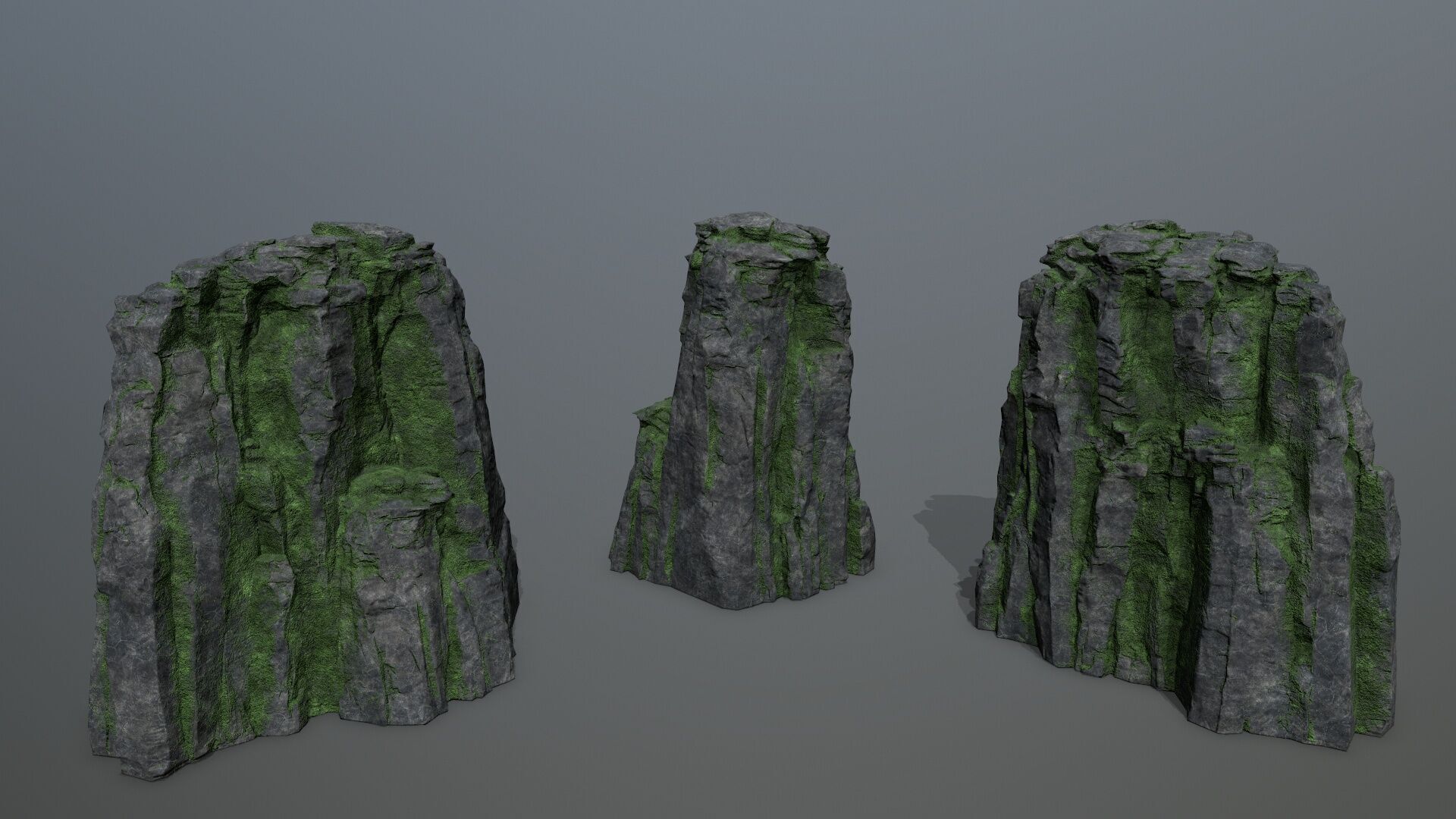 Mossy Rock Set Low-poly 3D model_10