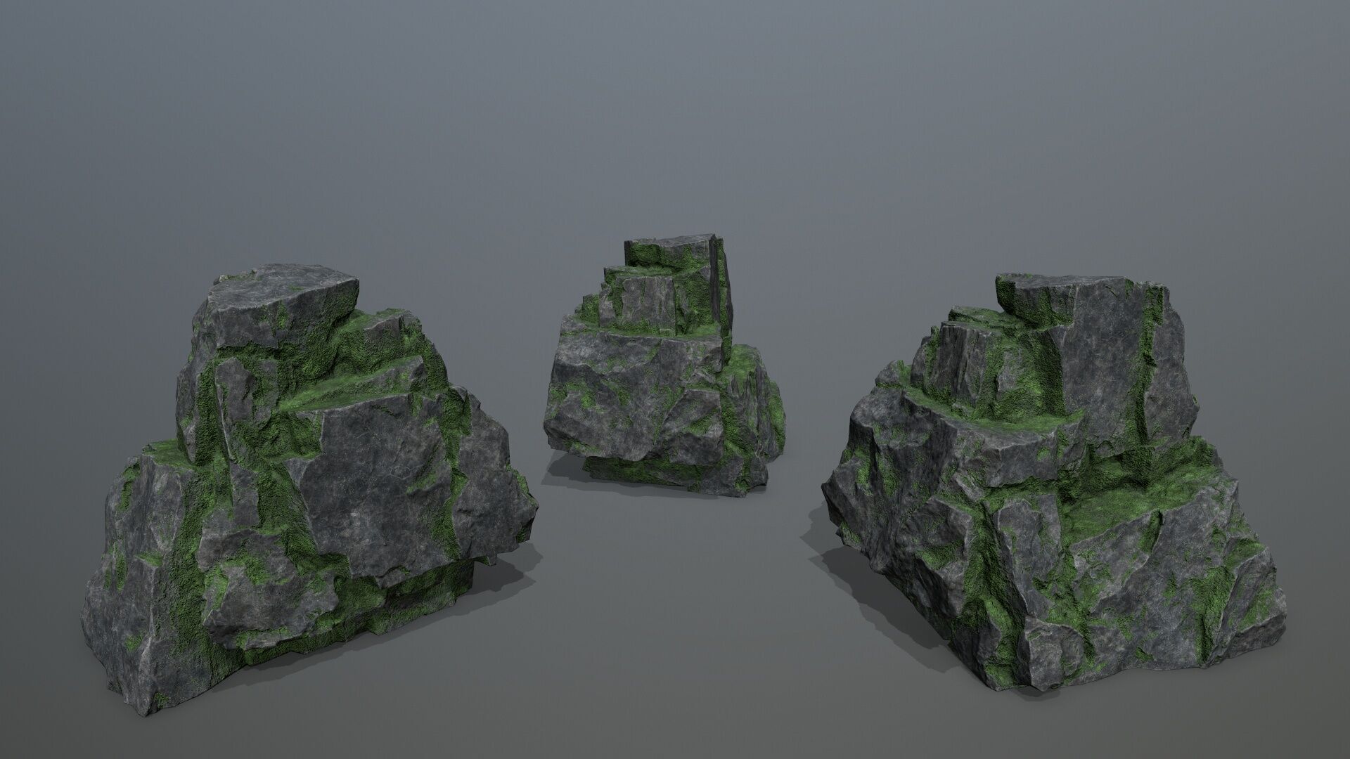 Mossy Rock Set Low-poly 3D model_12