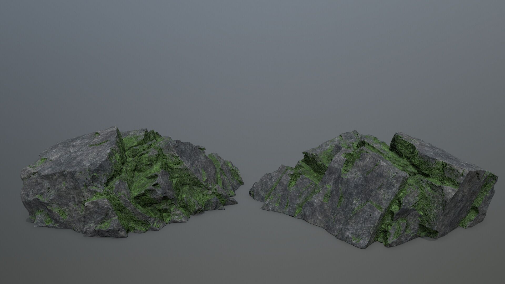 Mossy Rock Set Low-poly 3D model_14