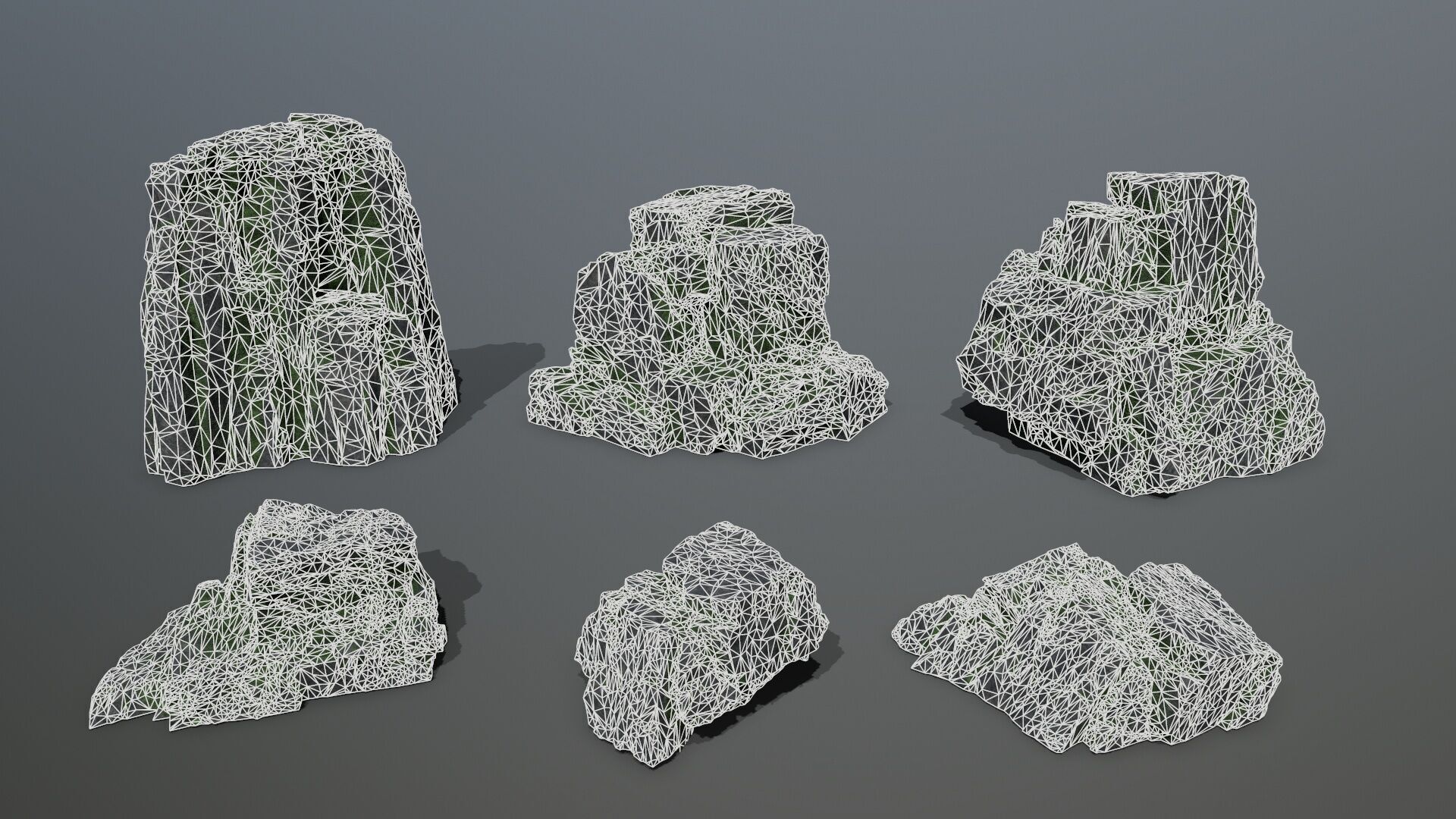 Mossy Rock Set Low-poly 3D model_15