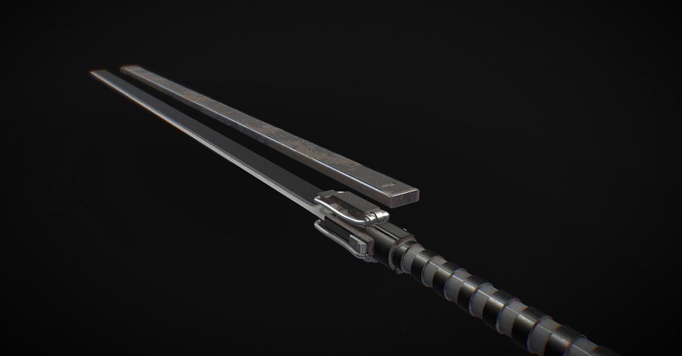 cyberpunk mechanical sword 3D model_0