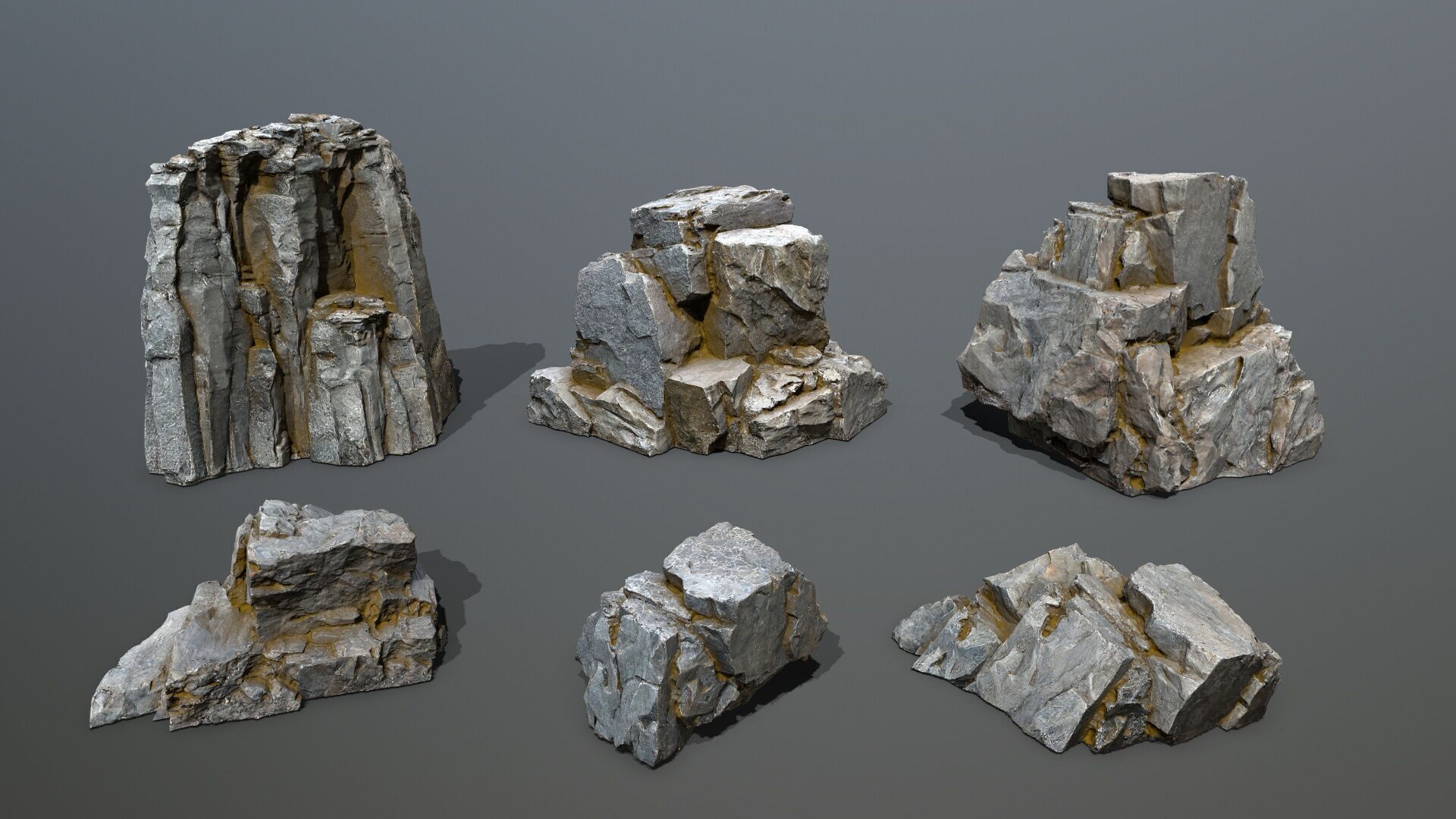 cliff rocks Low-poly 3D model_1