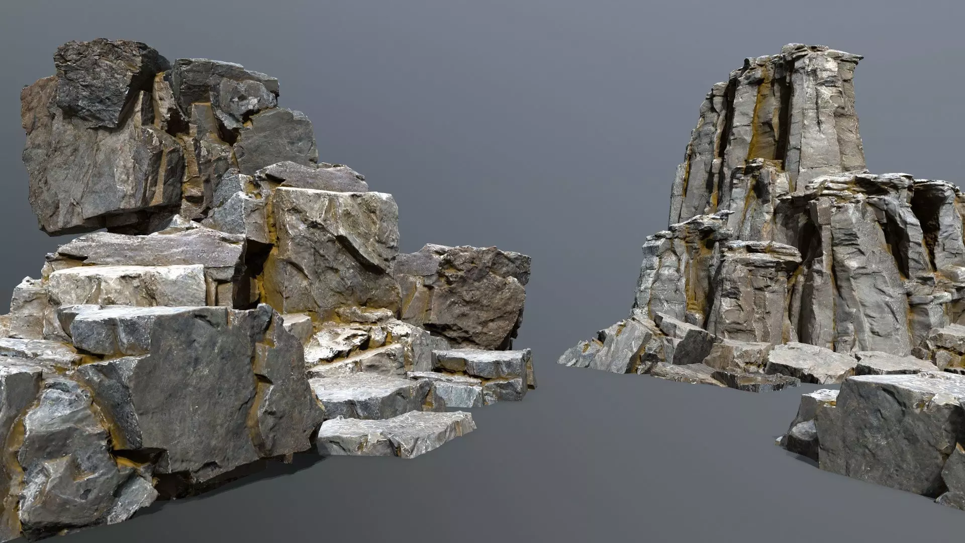 cliff rocks Low-poly 3D model_0