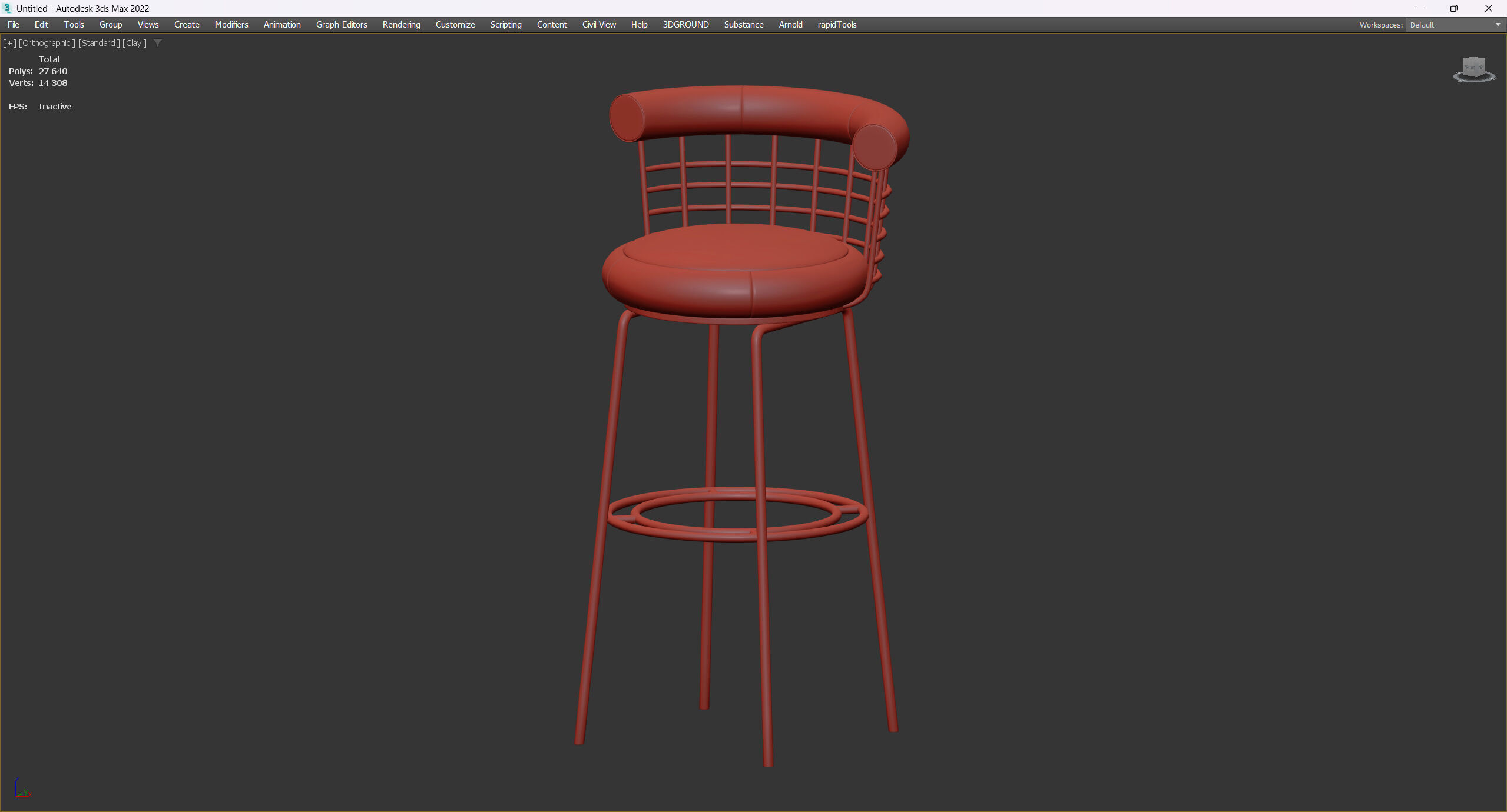 BAR CHAIR BERRY Low-poly 3D model_7