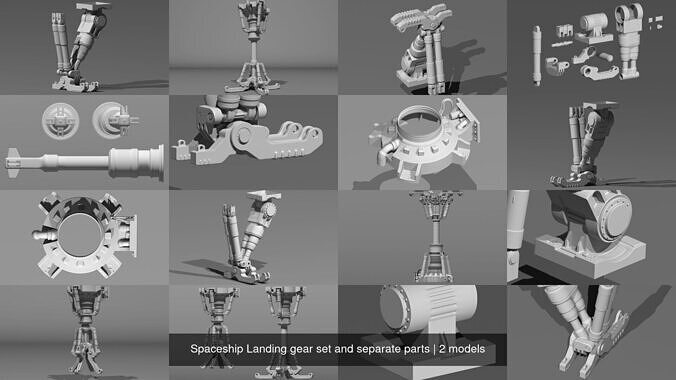 Spaceship Landing gear set and separate parts 3D Model Collection