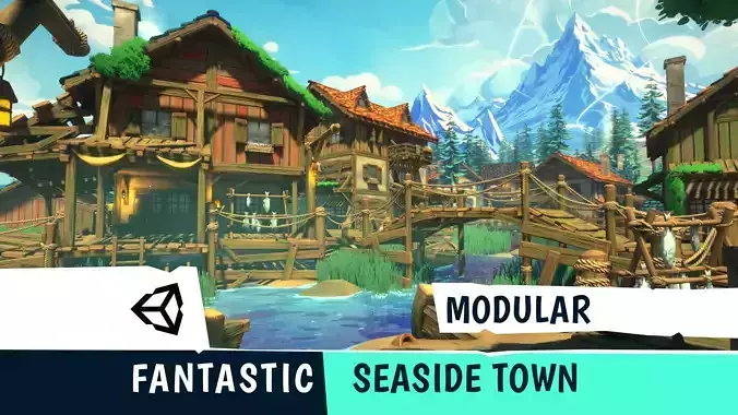 FANTASTIC - Seaside Town Low-poly 3D model