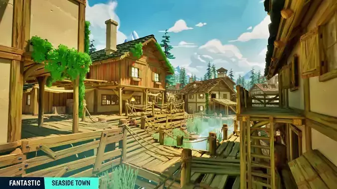 FANTASTIC - Seaside Town Low-poly 3D model 2