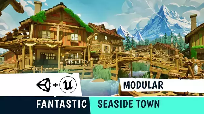 FANTASTIC - Seaside Town Low-poly 3D model