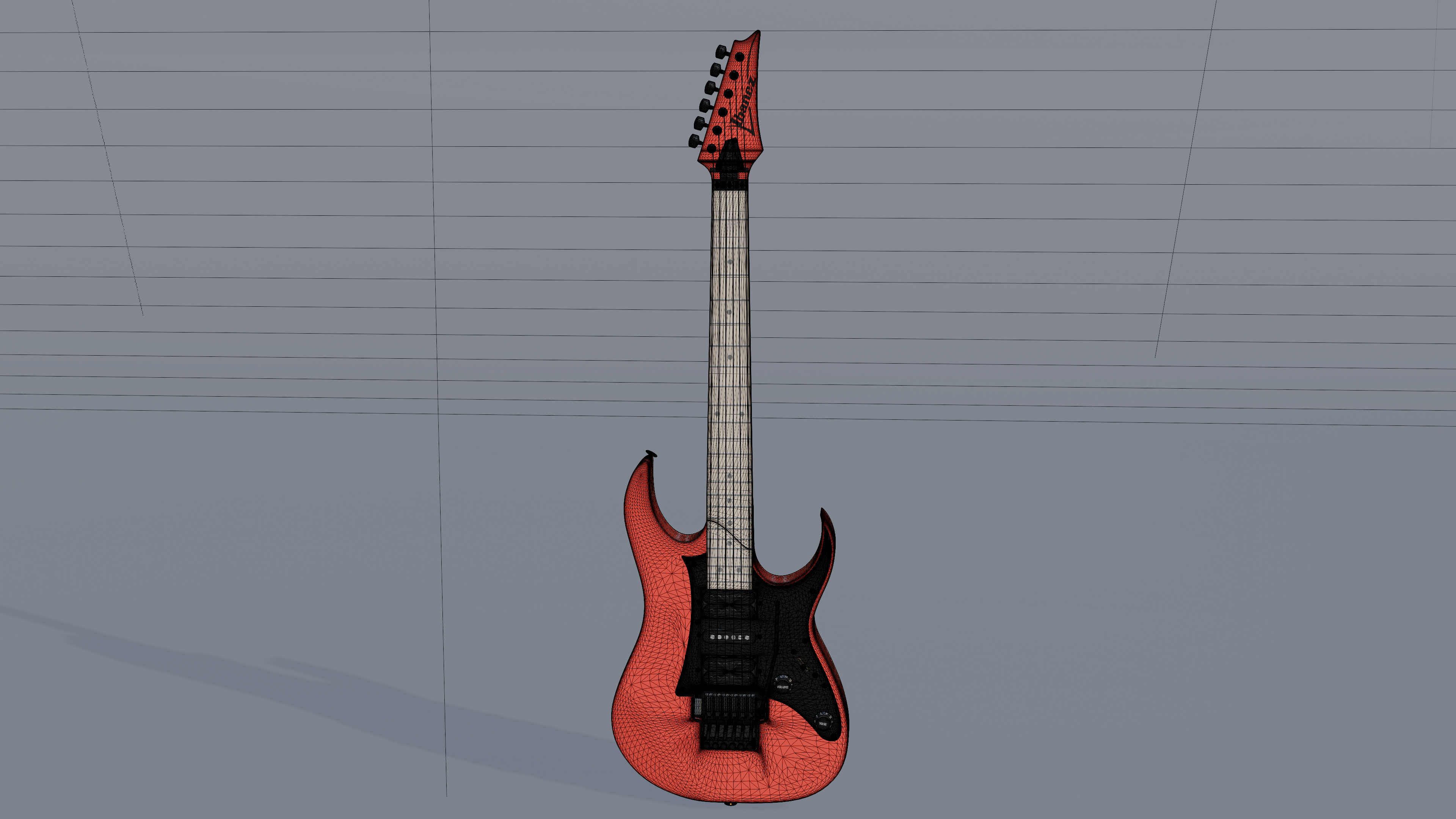 Bass Guitar Low-poly 3D model_10