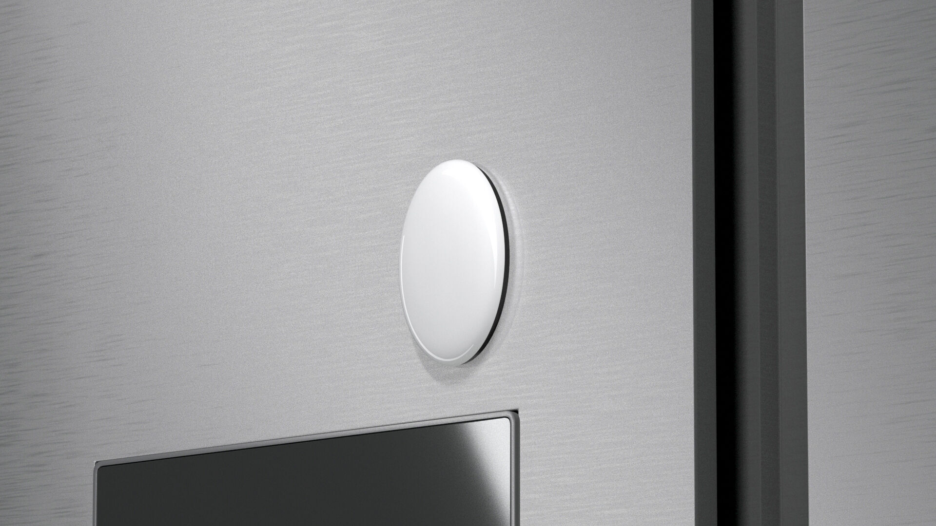 White Oval Fridge Magnet - vertical ovate magnetic souvenir  3D model_4