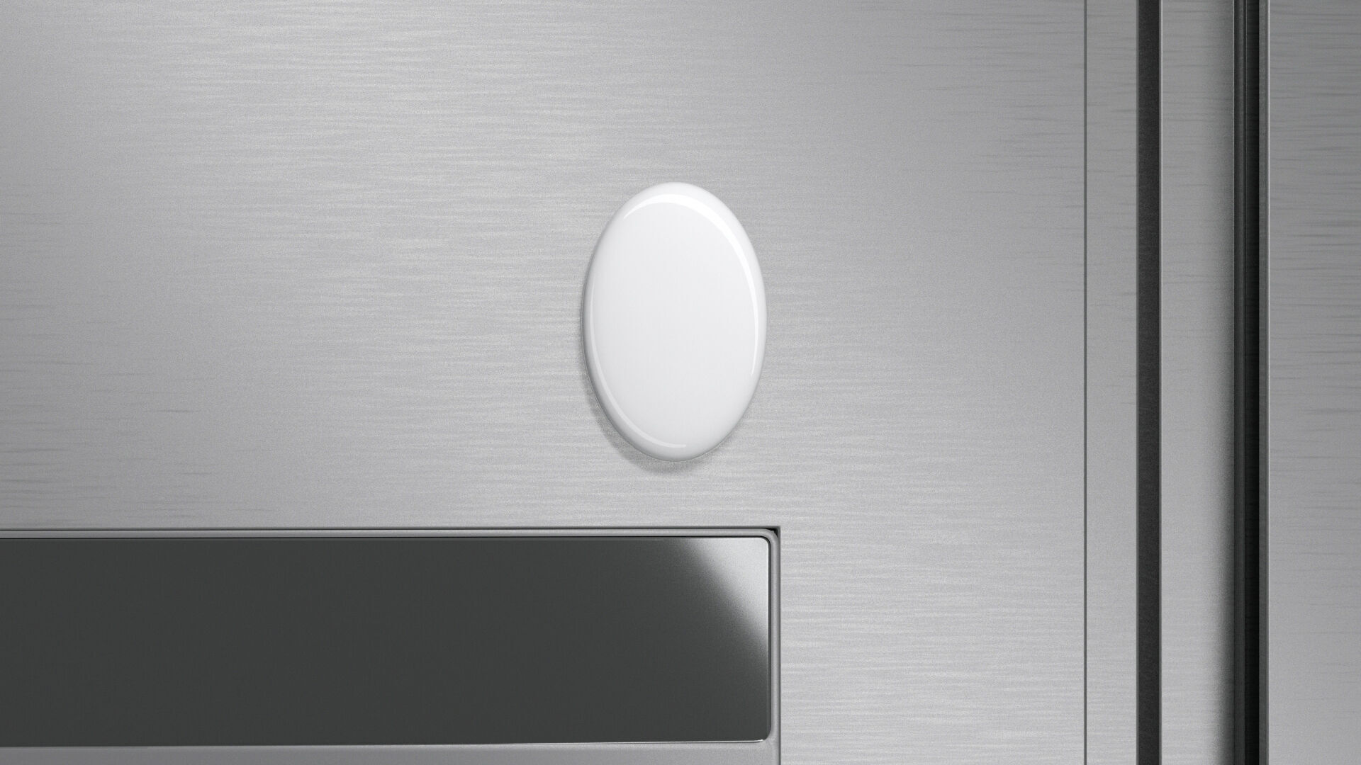 White Oval Fridge Magnet - vertical ovate magnetic souvenir  3D model_1