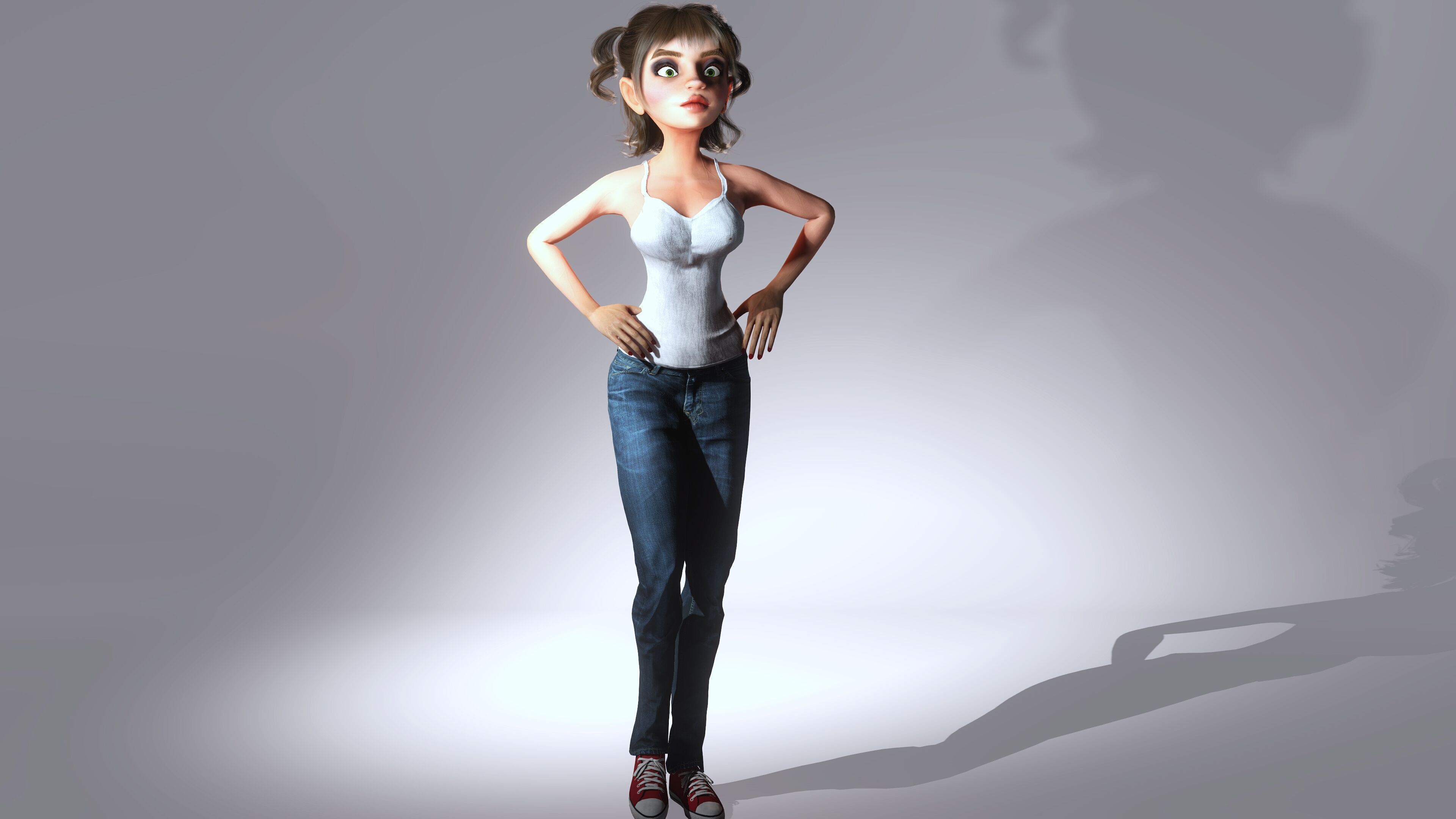 Cartoon Character Jina 3D model_4