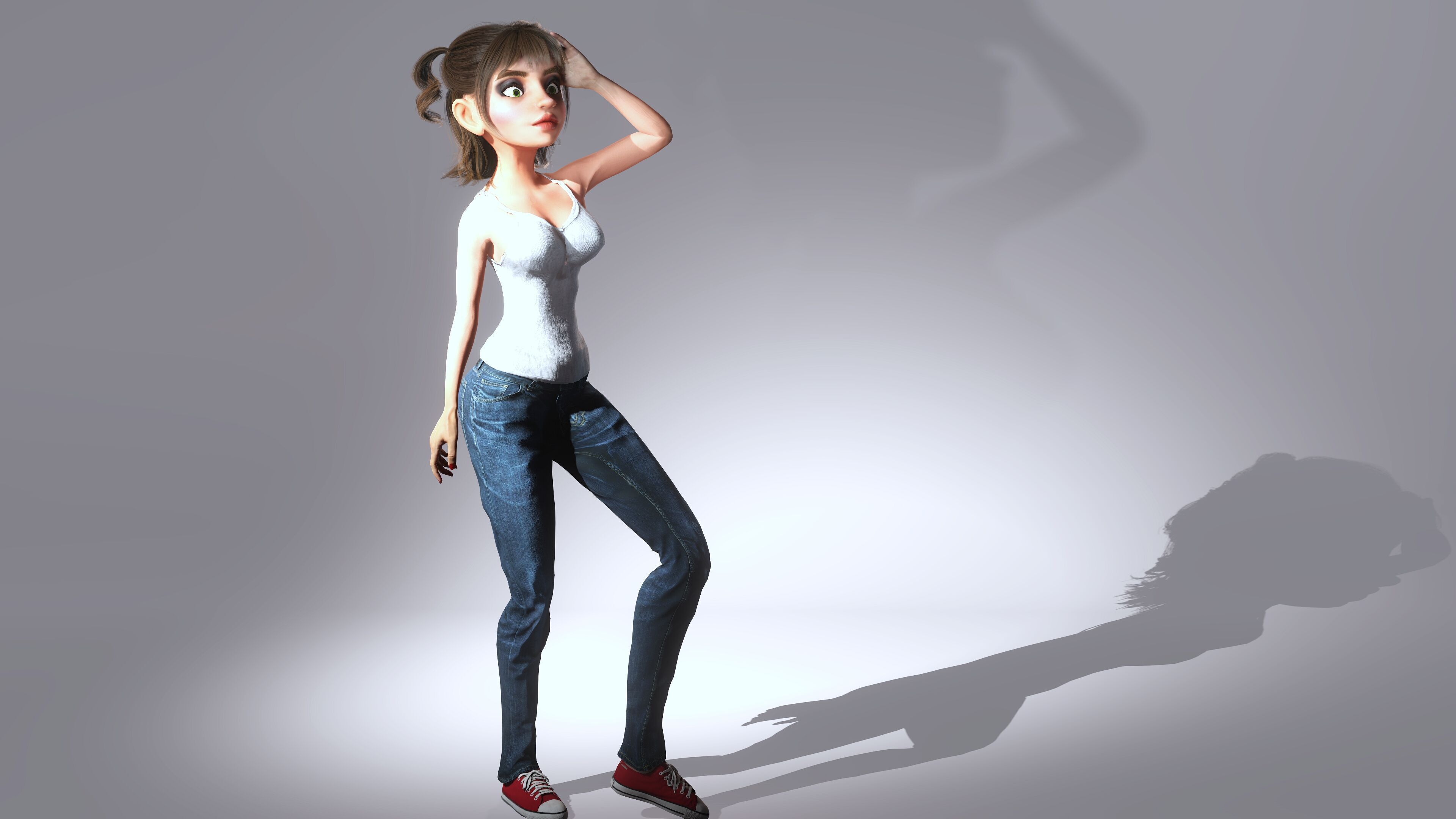 Cartoon Character Jina 3D model_5