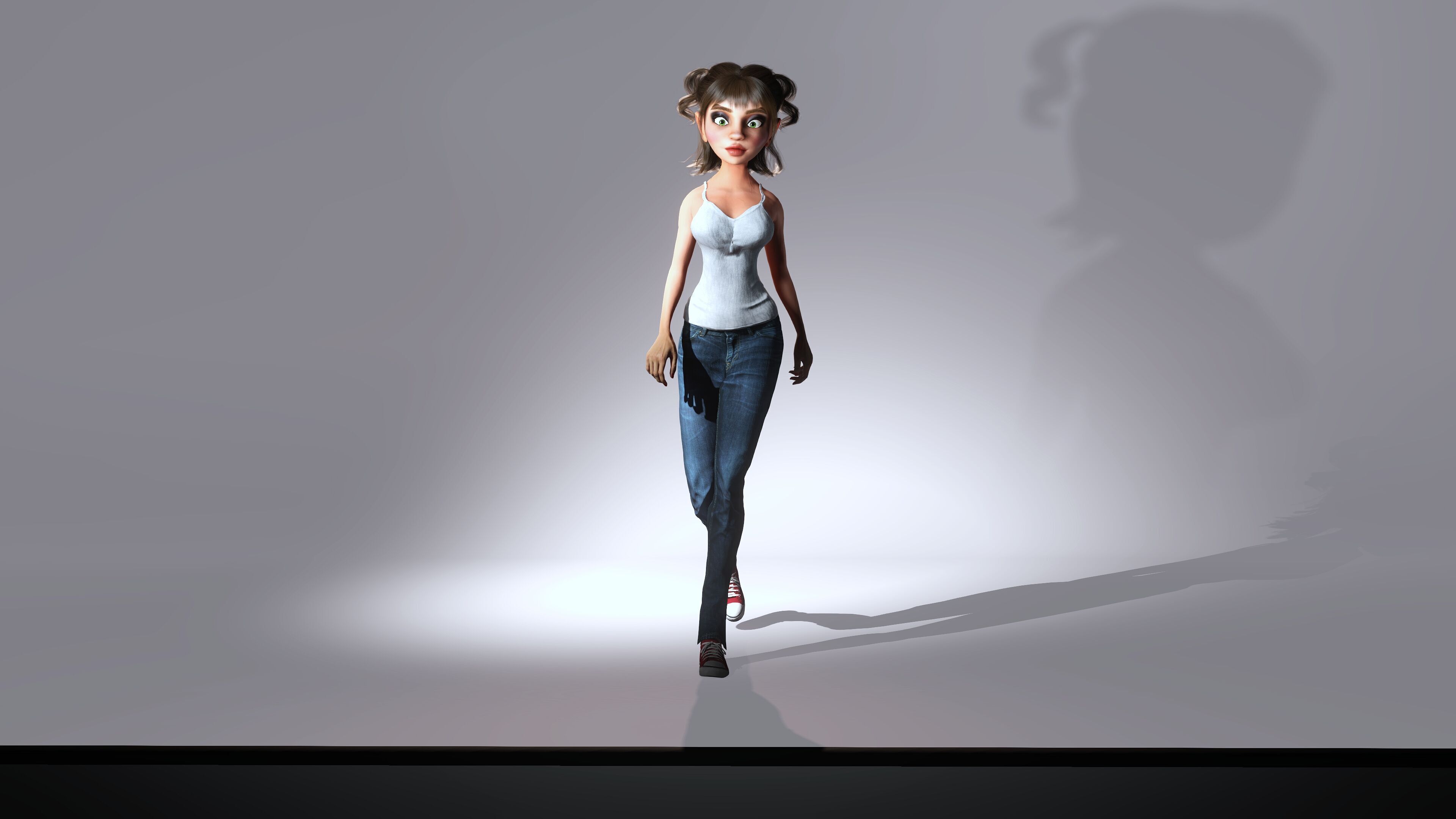 Cartoon Character Jina 3D model_2