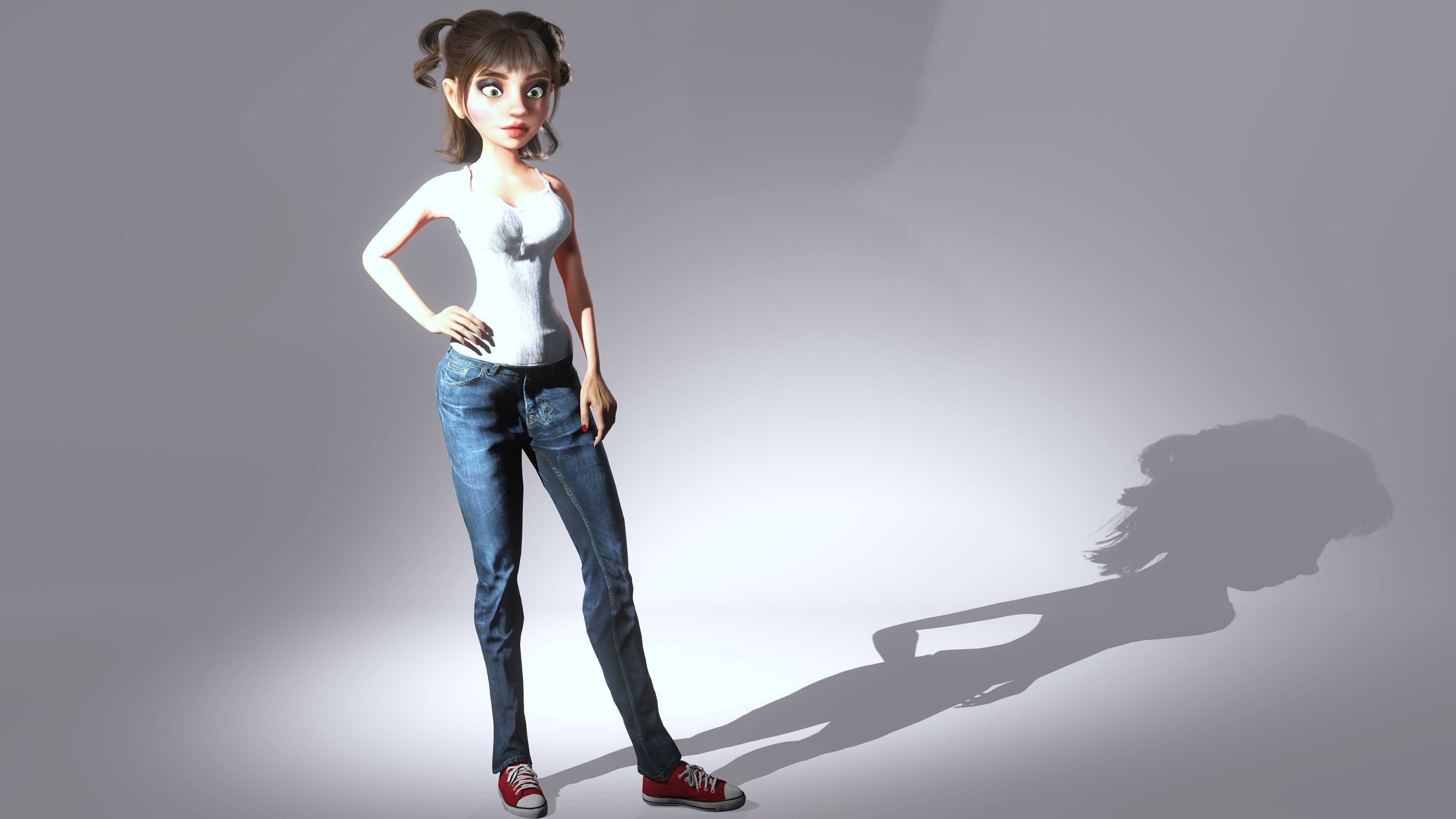 Cartoon Character Jina 3D model_3