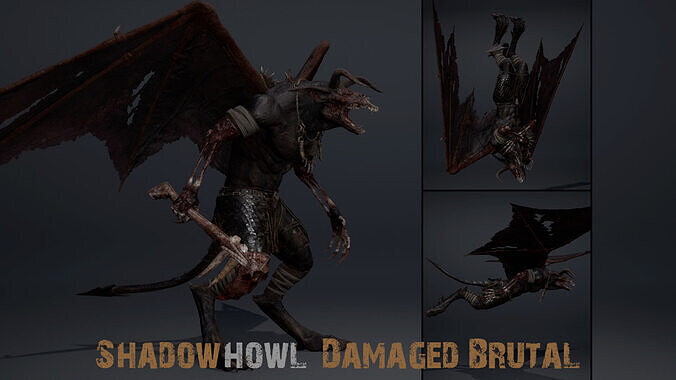 Shadowhowl Damaged Brutal Low-poly 3D model