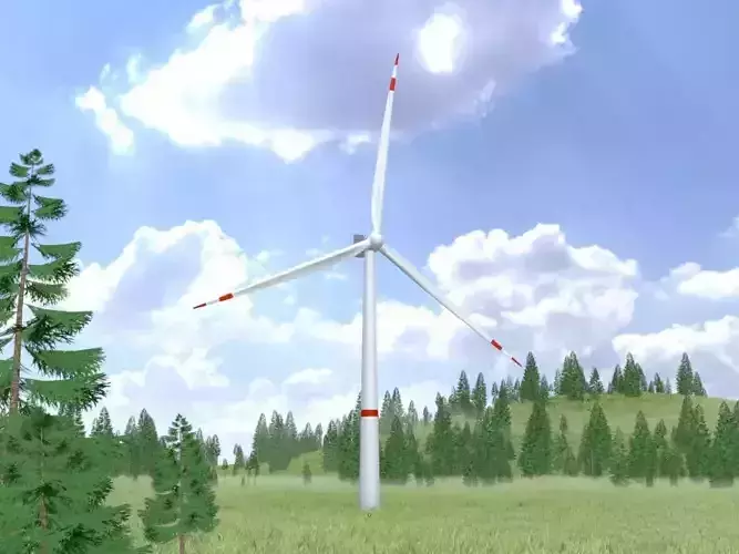 Wind turbine V1 H-115 RD 172 m with animation Low-poly 3D model