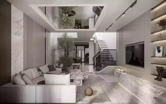 Living Room And Kitchen Interior Model 3D model