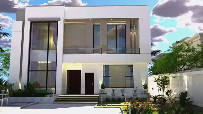 Modern Villa A3  3D Model  Renders  DWG Files