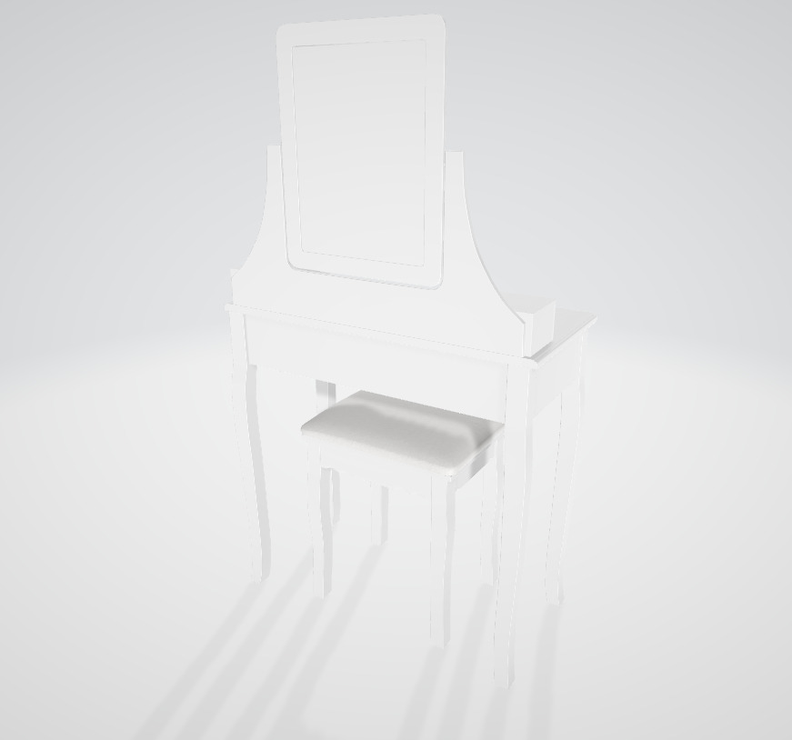 Bella Dressing Table with Mirror and Lighting 3D model_2