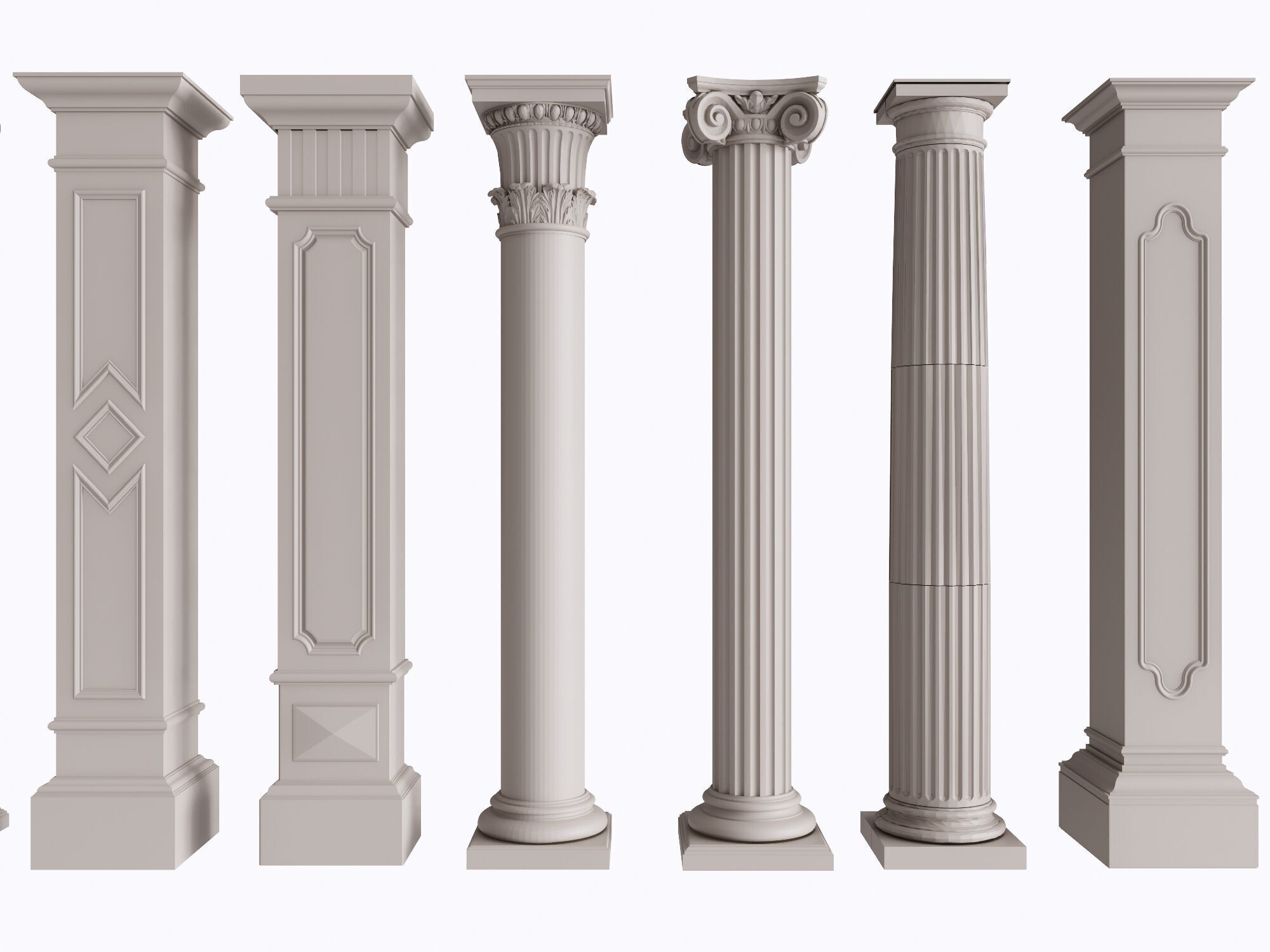 An Extensive Showcase of Various Roman and Greek Column Styles 3D model_8
