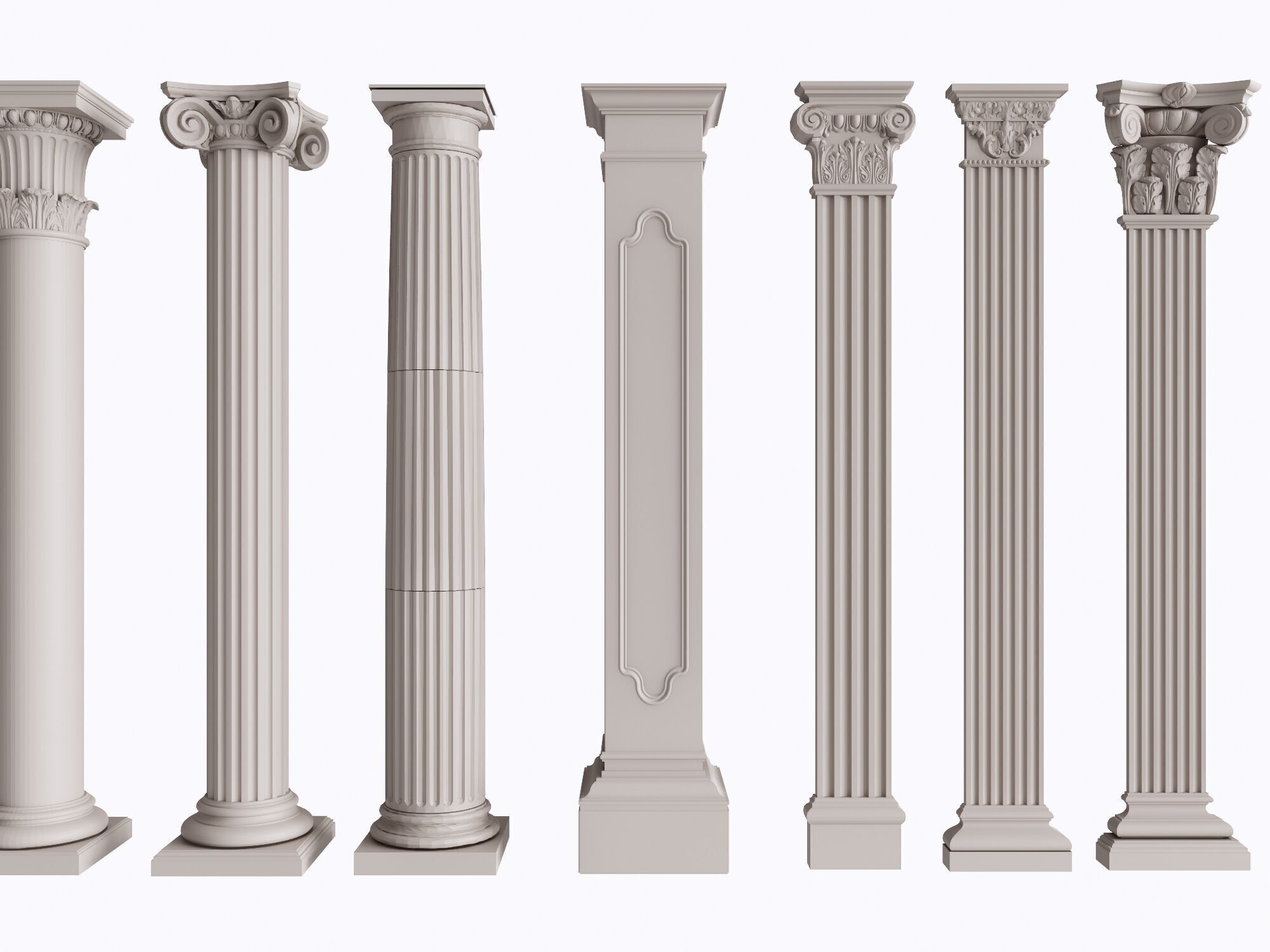 An Extensive Showcase of Various Roman and Greek Column Styles 3D model_4