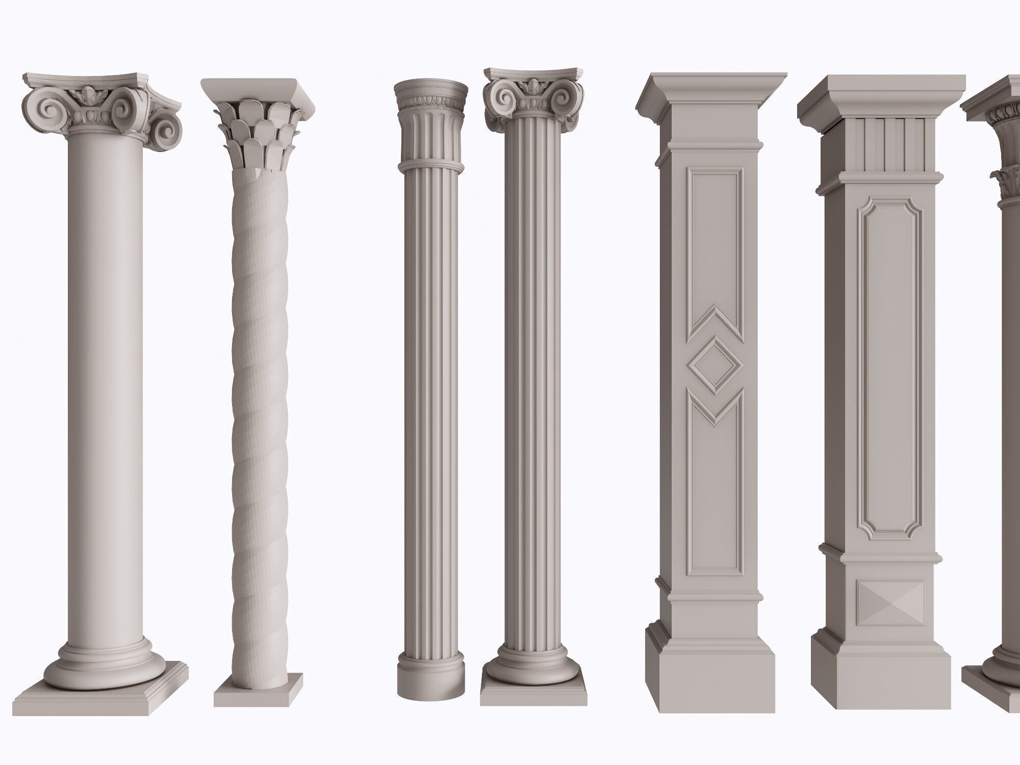 An Extensive Showcase of Various Roman and Greek Column Styles 3D model_3