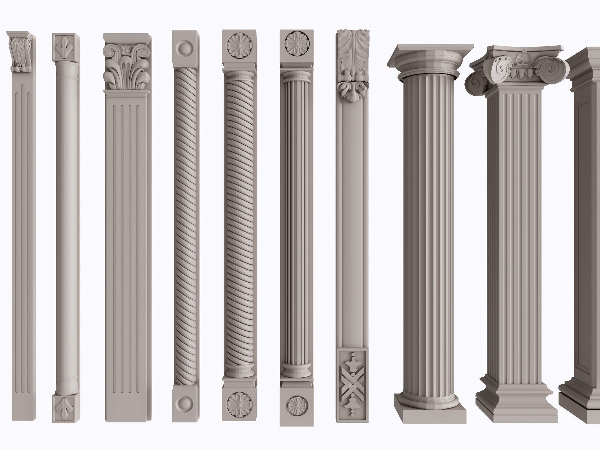 An Extensive Showcase of Various Roman and Greek Column Styles 3D model_1
