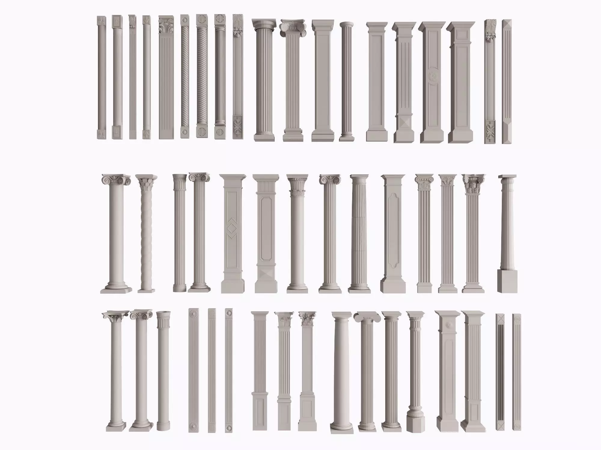 An Extensive Showcase of Various Roman and Greek Column Styles 3D model_0