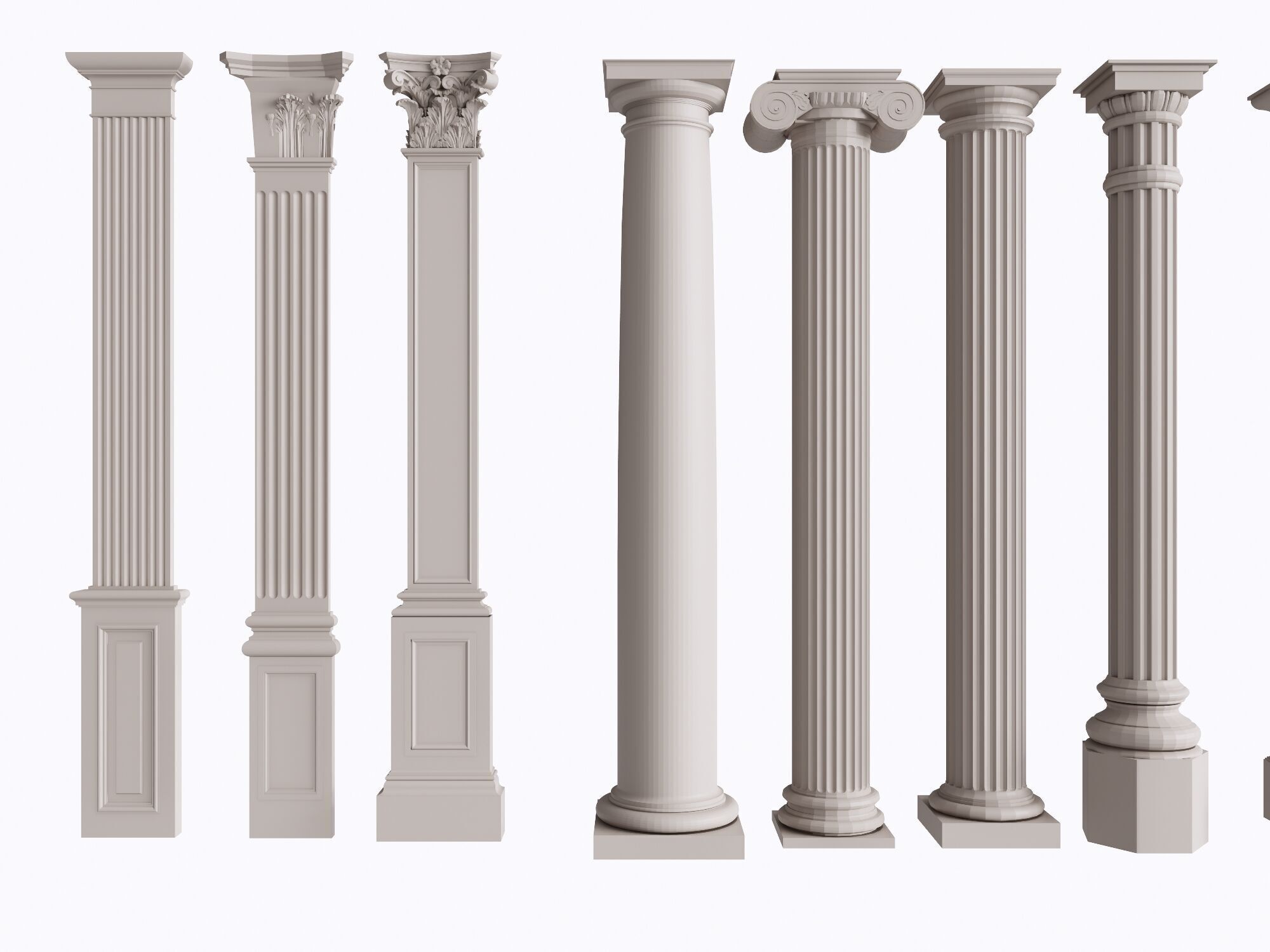 An Extensive Showcase of Various Roman and Greek Column Styles 3D model_7