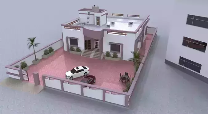 Modern House A140 - 3D Model  Renders  DWG