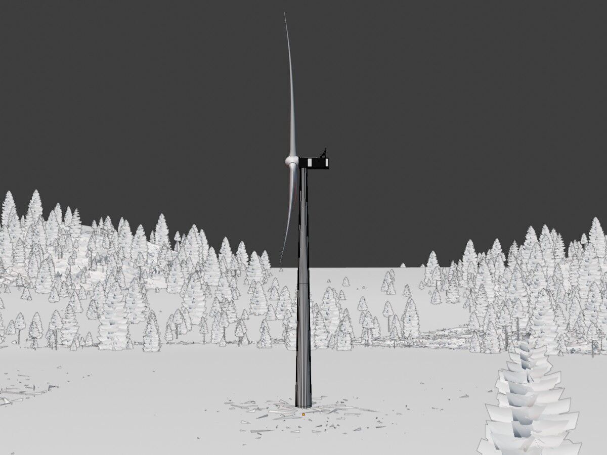 Wind turbine V1 H-138 RD 162 m with animation Low-poly 3D model_10